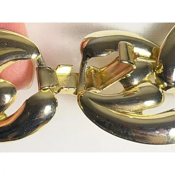 Vtg Chunky Chain Link Bold Statement Necklace 17" 80s Gold Tone Womens Jewelry - Picture 5 of 7